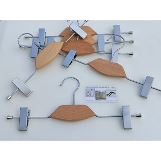 Вішалка-прищіпка хромована з декором 35 см.(натуральне дерево)